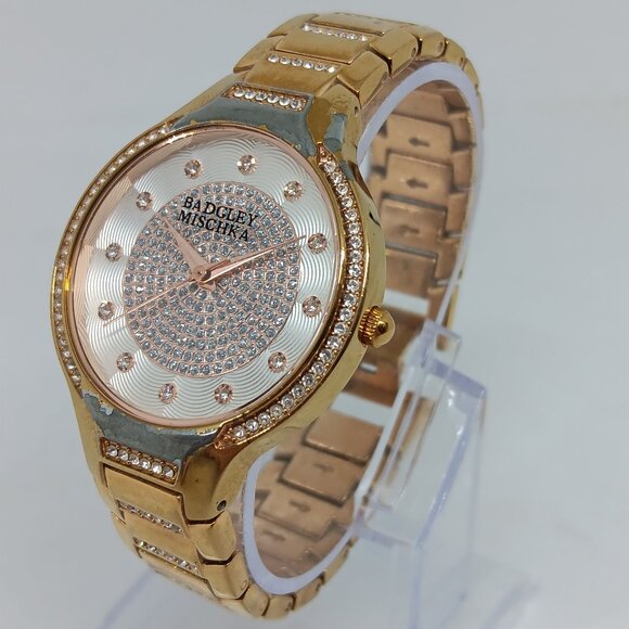 Badgley Mischka BA/1374WTRG Women's Crystal Accent Rose Gold Tone Watch - Picture 1 of 11